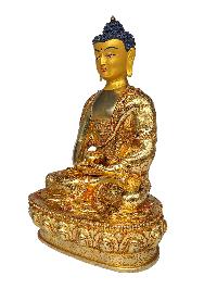 [pancha Buddha Set Of Shakyamuni Buddha, Amitabha Buddha, Ratnasambhava Buddha, Vairochana Buddha, Amoghasiddi Buddha], Buddhist Handmade Statue, [full Gold Plated, Face Painted] And [stone Setting]