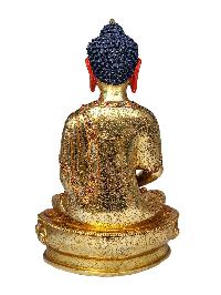[pancha Buddha Set Of Shakyamuni Buddha, Amitabha Buddha, Ratnasambhava Buddha, Vairochana Buddha, Amoghasiddi Buddha], Buddhist Handmade Statue, [full Gold Plated, Face Painted] And [stone Setting]