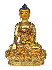 [pancha Buddha Set Of Shakyamuni Buddha, Amitabha Buddha, Ratnasambhava Buddha, Vairochana Buddha, Amoghasiddi Buddha], Buddhist Handmade Statue, [full Gold Plated, Face Painted] And [stone Setting]