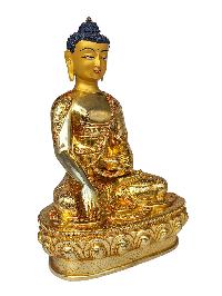 [pancha Buddha Set Of Shakyamuni Buddha, Amitabha Buddha, Ratnasambhava Buddha, Vairochana Buddha, Amoghasiddi Buddha], Buddhist Handmade Statue, [full Gold Plated, Face Painted] And [stone Setting]