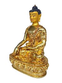 [pancha Buddha Set Of Shakyamuni Buddha, Amitabha Buddha, Ratnasambhava Buddha, Vairochana Buddha, Amoghasiddi Buddha], Buddhist Handmade Statue, [full Gold Plated, Face Painted] And [stone Setting]