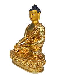 [pancha Buddha Set Of Shakyamuni Buddha, Amitabha Buddha, Ratnasambhava Buddha, Vairochana Buddha, Amoghasiddi Buddha], Buddhist Handmade Statue, [full Gold Plated, Face Painted] And [stone Setting]