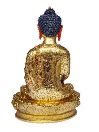 [pancha Buddha Set Of Shakyamuni Buddha, Amitabha Buddha, Ratnasambhava Buddha, Vairochana Buddha, Amoghasiddi Buddha], Buddhist Handmade Statue, [full Gold Plated, Face Painted] And [stone Setting]