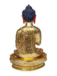 [pancha Buddha Set Of Shakyamuni Buddha, Amitabha Buddha, Ratnasambhava Buddha, Vairochana Buddha, Amoghasiddi Buddha], Buddhist Handmade Statue, [full Gold Plated, Face Painted] And [stone Setting]
