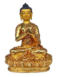 [pancha Buddha Set Of Shakyamuni Buddha, Amitabha Buddha, Ratnasambhava Buddha, Vairochana Buddha, Amoghasiddi Buddha], Buddhist Handmade Statue, [full Gold Plated, Face Painted] And [stone Setting]
