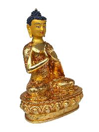[pancha Buddha Set Of Shakyamuni Buddha, Amitabha Buddha, Ratnasambhava Buddha, Vairochana Buddha, Amoghasiddi Buddha], Buddhist Handmade Statue, [full Gold Plated, Face Painted] And [stone Setting]