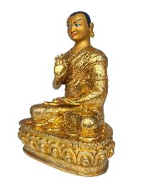 [tsongkhapa Set], Buddhist Handmade Statue, [face Painted] And [gold Plated]