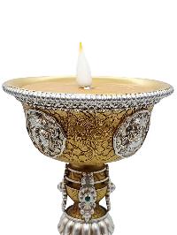 Electric Rechargeable Butter Lamp, Buddhist Ritual Items, [15 Days Battery Backup]