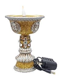 Electric Rechargeable Butter Lamp, Buddhist Ritual Items, [15 Days Battery Backup]