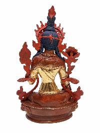 [green Tara], Buddhist Handmade Statue, [partly Gold Plated] And [face Painted]