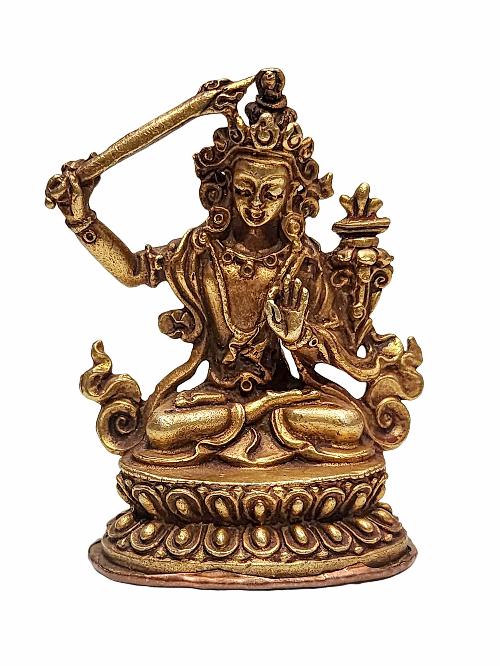 [manjushri], Buddhist Miniature Statue, [chocolate Oxidized]