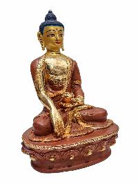[shakyamuni Buddha], Buddhist Handmade Statue, [partly Gold Plated] And [face Painted]