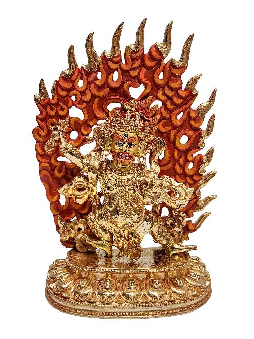 [vajrapani], Buddhist Handmade Statue, [face Painted] And [gold Plated]