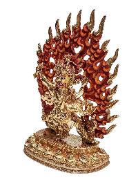 [vajrapani], Buddhist Handmade Statue, [face Painted] And [gold Plated]