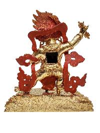 [vajrapani], Buddhist Handmade Statue, [face Painted] And [gold Plated]