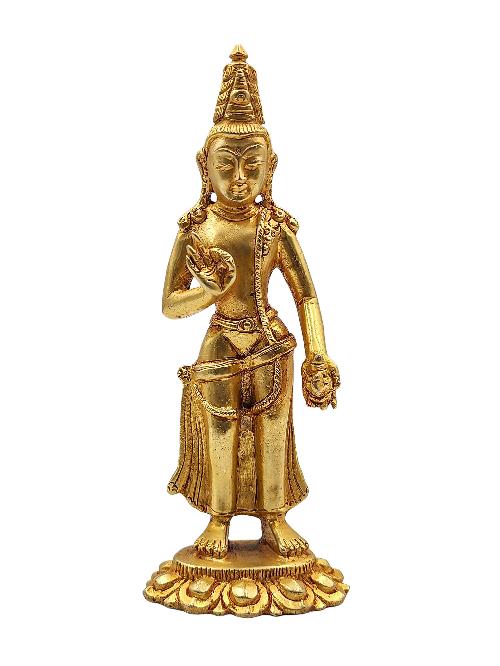 [padmapani Lokeshvara], Buddhist Handmade Statue, [gold Plated]