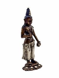 [padmapani Lokeshvara], Buddhist Handmade Statue, [silver And Chocolate Oxidized]