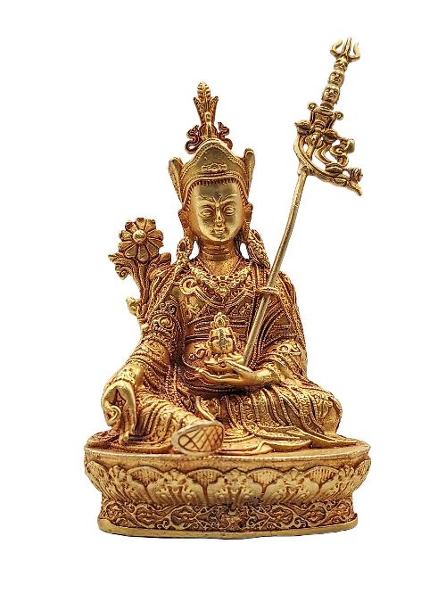 [padmasambhava], Hindu Handmade Statue, [gold Plated], [ceramic Molding]