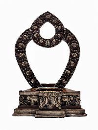 [chenrezig] Statue On Throne, Buddhist Statue [silver And Chocolate Oxidized]