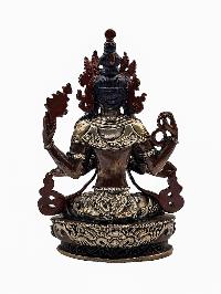 [chenrezig], Buddhist Statue, [silver And Chocolate Oxidized]