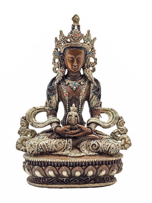 [aparimita], Buddhist Statue, [silver And Chocolate Oxidized]