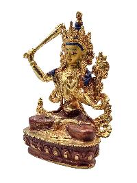 [manjushri], Buddhist Miniature Statue, [partly Gold Plated, Face Painted]