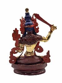 [manjushri], Buddhist Miniature Statue, [partly Gold Plated, Face Painted]