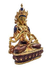 [vajrasattva], Buddhist Miniature Statue, [partly Gold Plated, Face Painted]