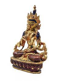 [vajrasattva], Buddhist Miniature Statue, [partly Gold Plated, Face Painted]