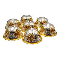 Copper Offering Bowl, Hand Carved 7 Pcs Set, Gold And Silver Plated