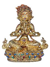 [21 Tara Set], Buddhist Handmade Statue, [face Painted], [gold Plated] And [stone Setting]