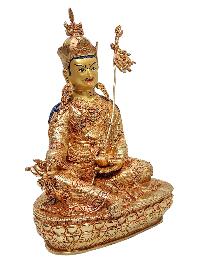 [padmasambhava], Buddhist Handmade Statue, [face Painted] And [gold Plated]