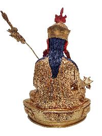 [padmasambhava], Buddhist Handmade Statue, [face Painted] And [gold Plated]