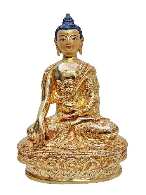 [shakyamuni Buddha], Buddhist Handmade Statue, [face Painted] And [gold Plated]