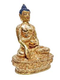 [shakyamuni Buddha], Buddhist Handmade Statue, [face Painted] And [gold Plated]