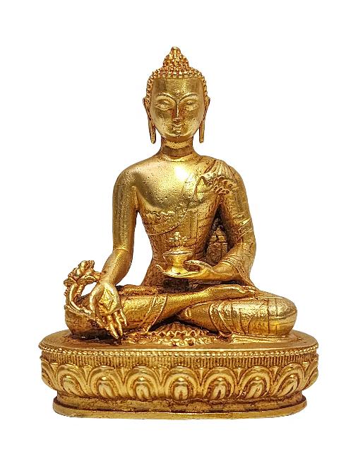 Buddhist Miniature Statue Of Medicine Buddha, [gold Plated]
