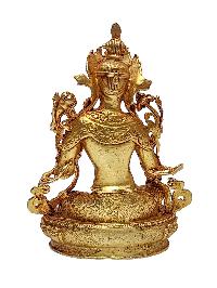 Buddhist Miniature Statue Of Green Tara, [gold Plated]