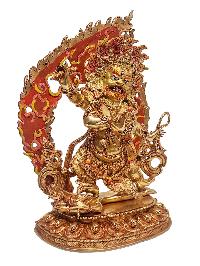 [vajrapani], Buddhist Handmade Statue, [face Painted] And [gold Plated]