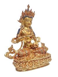 [vajrasattva], Buddhist Handmade Statue, [face Painted], [stone Setting] And [gold Plated]