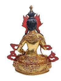 [vajrasattva], Buddhist Handmade Statue, [face Painted], [stone Setting] And [gold Plated]