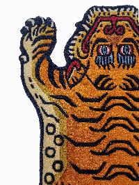 Handwoven Tiger Design Rug From Nepal, Extra Small Size