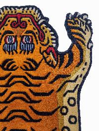 Handwoven Tiger Design Rug From Nepal, Extra Small Size