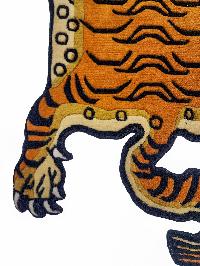 Handwoven Tiger Design Rug From Nepal, Extra Small Size