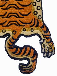 Handwoven Tiger Design Rug From Nepal, Extra Small Size