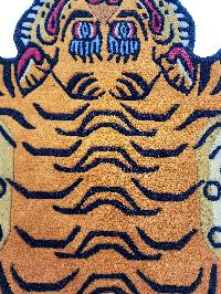 Handwoven Tiger Design Rug From Nepal, Extra Small Size