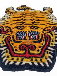 Handwoven Tiger Design Rug From Nepal, Extra Small Size