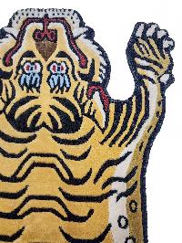 Handwoven Tiger Design Rug From Nepal, Extra Small Size