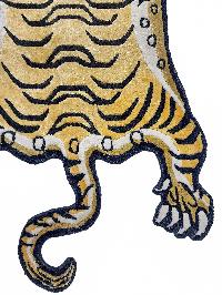 Handwoven Tiger Design Rug From Nepal, Extra Small Size