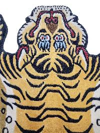Handwoven Tiger Design Rug From Nepal, Extra Small Size