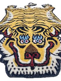 Handwoven Tiger Design Rug From Nepal, Extra Small Size